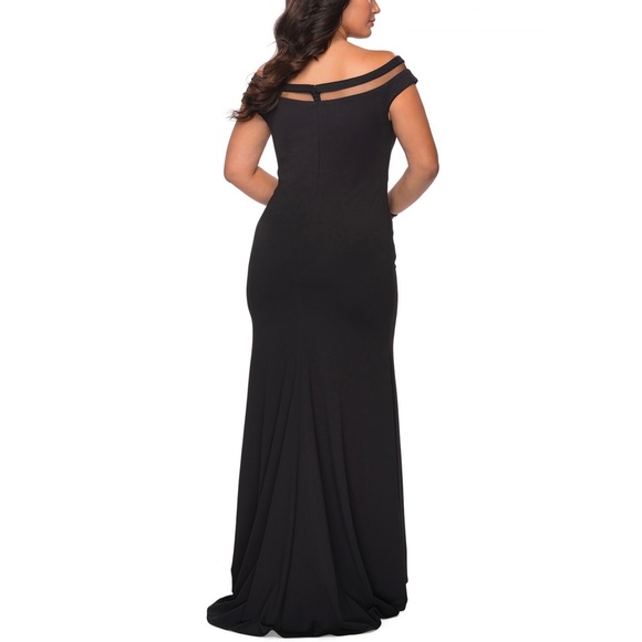 La Femme 29049 Off the Shoulder Sheer Neckline Gown - Picture 10 of 11